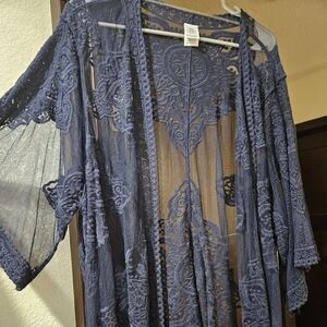 Navy lace kimono plus size 2X/3X